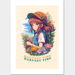 Anime Girl Harvest Moon in Garden Posters and Art